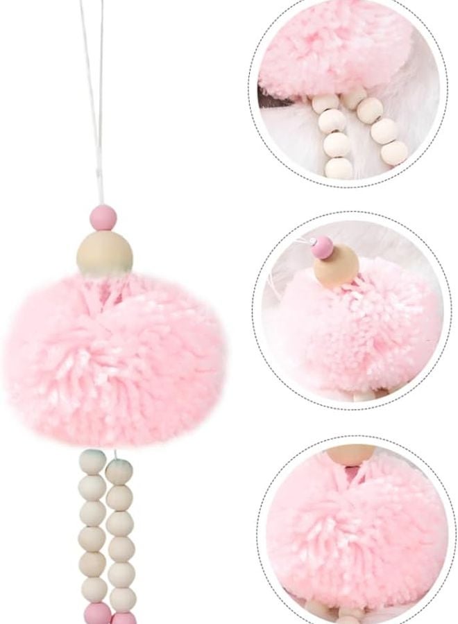 Handmade Wood Bead Fur Pendant Nursery Decor Photo Prop Shower Decoration White - Image 4